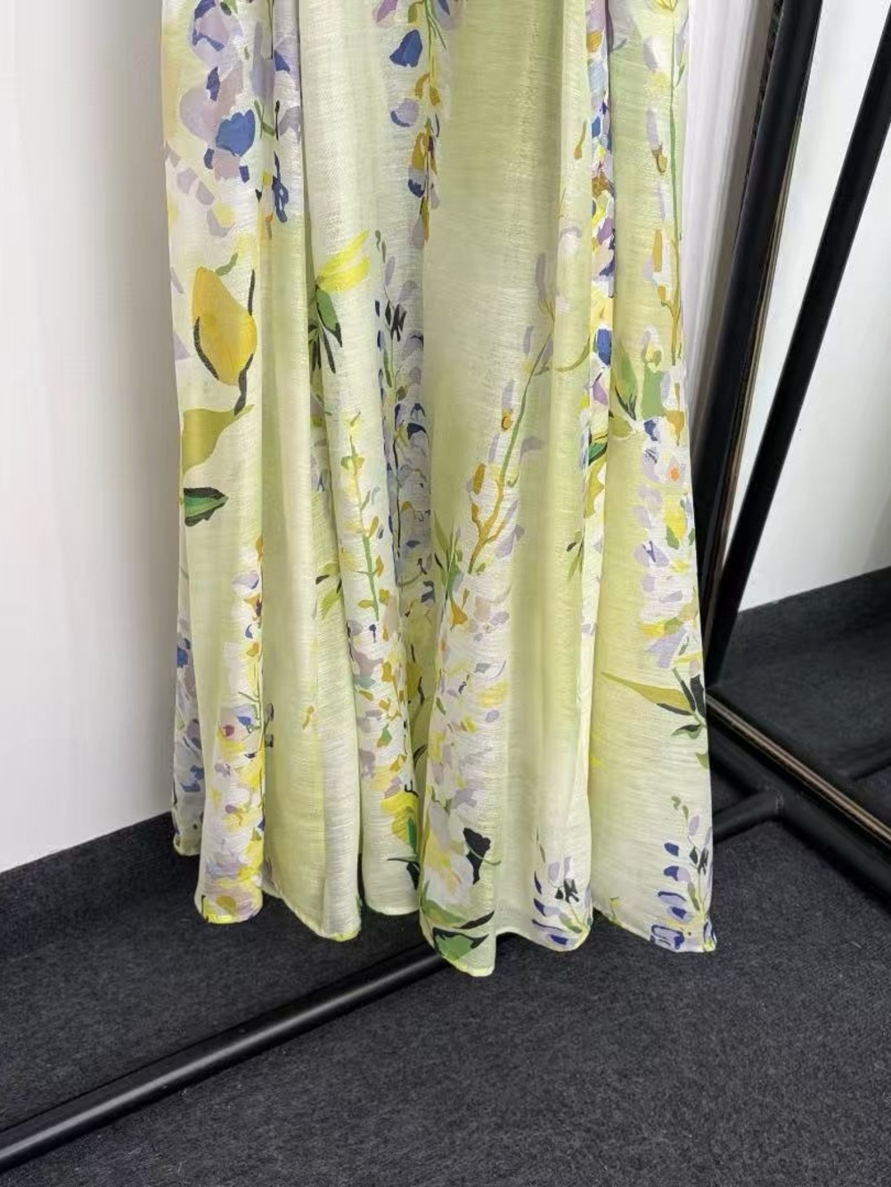 Floral Spaghetti-Strap Maxi Dress in Light Green - Picture 3 of 5